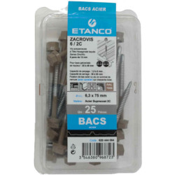 VIS AUTOPERCEUSE ZACROVIS TH12 6,3x75 RAL 9010 (blister 25 pcs)