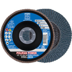 DISQUE A LAMELLES 125 G060 SG POLIFAN POWER ACIER/INOX BOMBE