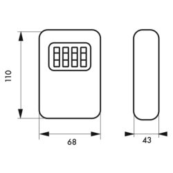 Boîte à clés Combinaison à 4 chiffres Fixation murale 68x110x43mm