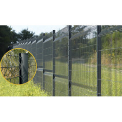 PANNEAU DE CLOTURE AXIS C HAUT 1.20mx LARG 2.48m Maille 200x55mm FIL 5mm GRIS 7016