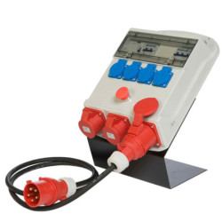 COFFRET DE CHANTIER MONO/TRI 6 PRISES + ARRET D'URGENCE SUR SUPPORT