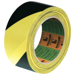 RUBAN ADHESIF VINYLE PLASTIFIE - 33MX50MM - ZEBRE ROUGEE/BLANC