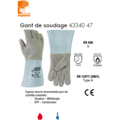 Gant soudeur MAG croûte bovin