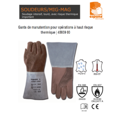 Gant soudeur anti coupure MAGCUT cuir fleur et croûte bovin