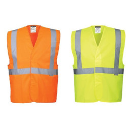 Gilet baudrier HV C472 1 bande horizontale 2 verticales classe 2 Jaune