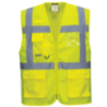 Gilet baudrier HV Meshair Athène maille aérée 2 bandes horizontales et verticales avec poches Jaune