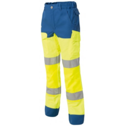 Pantalon HV Luklight genouillères EJ84 classe 2 avec plaques Jaune/blade blue