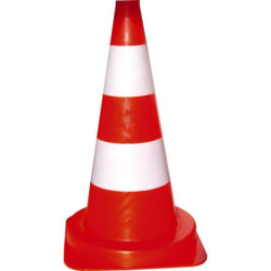 Cône de signalisation pvc orange avec bandes blanches hauteur 50cm