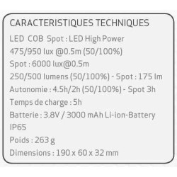 LAMPE DE TRAVAIL A LED UNIFORM RECHARGEABLE 500 LUMENS AVEC SOCLE