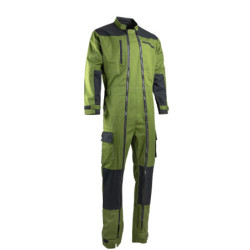 Combinaison 2 zips Trident polyester coton 245g Vert mousse/noir