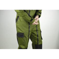Combinaison 2 zips Trident polyester coton 245g Vert mousse/noir