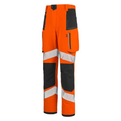 Pantalon HV stretch Star PI polyester recyclé 280g classe 2 Orange/noir
