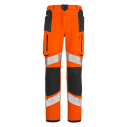 Pantalon HV stretch Star PI polyester recyclé 280g classe 2 Orange/noir