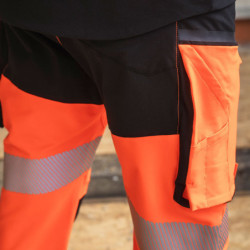 Pantalon HV stretch Star PI polyester recyclé 280g classe 2 Orange/noir