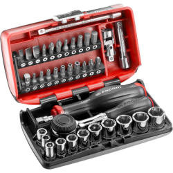 COFFRET RADIO 1/4'' 38 PIÈCES NANO AVEC CLIQUET À MANCHE ROTATIF 360° R.360NANOPB