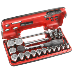 COFFRET DBOX CLIQUET MANCHE ROTATIF + DOUILLES 1/2'' 6 PANS S.360DBOX4PB