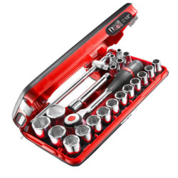 COFFRET DBOX CLIQUET MANCHE ROTATIF + DOUILLES 1/2'' 6 PANS S.360DBOX4PB