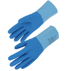 Gant chimie latex crépé bleu 30cm 3131X - AKLPT