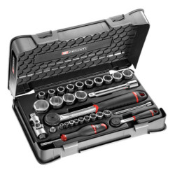 COFFRET DOUILLES 1/4 et 1/2 AVEC CLIQUET RS.161-1PB