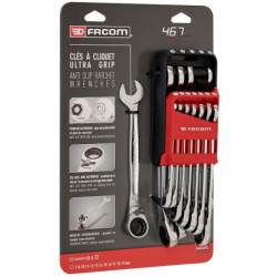 JEU DE 12 CLES MIXTES A CLIQUET EN ETUI POCKET 7 à 19mm 467B.JP12PB
