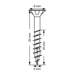 VIS A BOIS SPAX TF TORX T20 4x30mm F.P WIROX (boite 50 pcs)