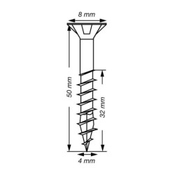 VIS A BOIS SPAX TF TORX T20 4x50mm F.P WIROX (boite 40 pcs)
