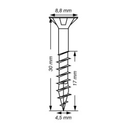 VIS A BOIS SPAX TF TORX T20 4,5x30mm F.T WIROX (boite 150 pcs)