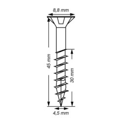 VIS A BOIS SPAX TF TORX T20 4,5x45mm F.P WIROX (boite 75 pcs)