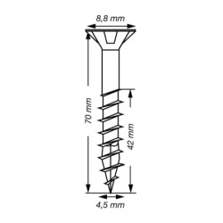 VIS A BOIS SPAX TF TORX T20 4,5x70mm F.P WIROX (boite 20 pcs)