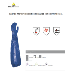 Gant chimie type pétrolier PVC bleu 62cm 4131X - JKL
