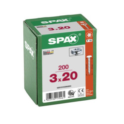 VIS A BOIS SPAX TR TORX 3x20mm WIROX (boite de 200 pcs)