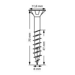 VIS A BOIS SPAX TF TORX T30 6x70mm F.P WIROX (boite 200 pcs)