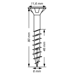VIS A BOIS SPAX TF TORX T30 6x80mm F.P WIROX (boite 200 pcs)