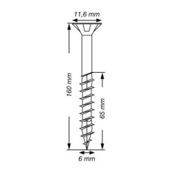 VIS A BOIS SPAX TF TORX T30 6x160mm F.P WIROX (boite 100 pcs)