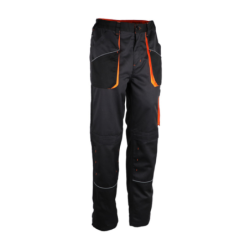 Pantalon multipoches Praguo polyester coton 245g Noir/ orange