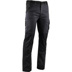 Pantalon genouillères stretch Vulcain coton polyester 280g Gris sombre /noir