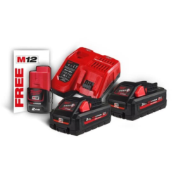 Pack de 1 batteries 18V 3,0Ah + 1 batterie 12V 2,0 Ah + chargeur rapide