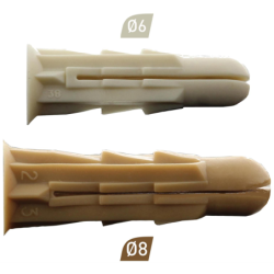 CHEVILLES PLASTIQUE ARPON 6x25mm GRAPPE (boite de 100 pcs)