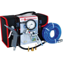 Kit valisette 6 accessoires Tuyau 5m Pro + poignée métal + souflette + embouts