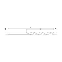 Foret long à métaux taillé meulé HSS Queue cylindrique