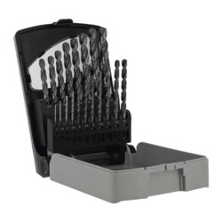 Coffret de 19 forets à métaux taillés meulés HSS TBX cobalt 5% Ø1 à 10mm Queue cylindrique affûtage pointe en croix