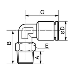 COUDE 90° MALE CONIQUE R 1/8 RMC MR POUR TUBE D 6 MM EXTERIEUR