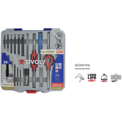 Coffret de 23 pièces 6 tarauds HSS + 6 filières HSS M3 à M10 + 2 tournes à gauche + 1 porte-filière