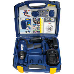 Pistolet à air chaud à batterie 18V - Avec batterie + chargeur - En coffret