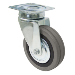 Roulette pivotante sans frein à platine 60x60mm Caoutchouc gris