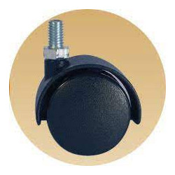 Roulette jumelée pivotante sans frein Fixation par tige filetée Polyamide noir