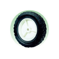 Roue en plastique blanc à moyeu lisse 12mm bandage noir