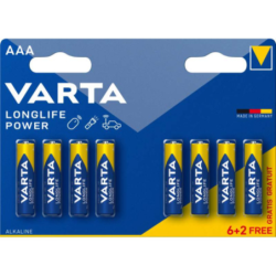 PILE ALCALINE Longlife Power LR03 (AAA) 1,5V VARTA (blister 6+2 gratuites)