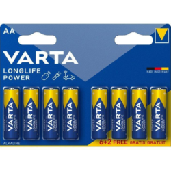 PILE ALCALINE Longlife Power LR06 (AA) 1,5V VARTA (blister 6+2 gratuites)