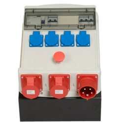 COFFRET DE CHANTIER MONO/TRI 6 PRISES + ARRET D'URGENCE SUR SUPPORT